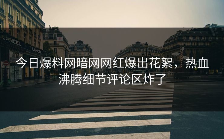 今日爆料网暗网网红爆出花絮，热血沸腾细节评论区炸了