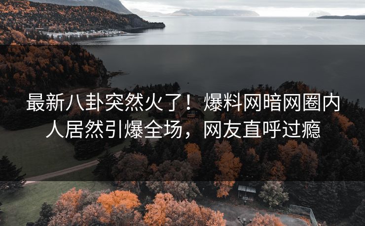 最新八卦突然火了！爆料网暗网圈内人居然引爆全场，网友直呼过瘾