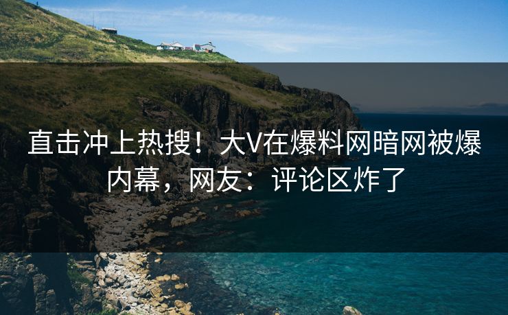 直击冲上热搜！大V在爆料网暗网被爆内幕，网友：评论区炸了