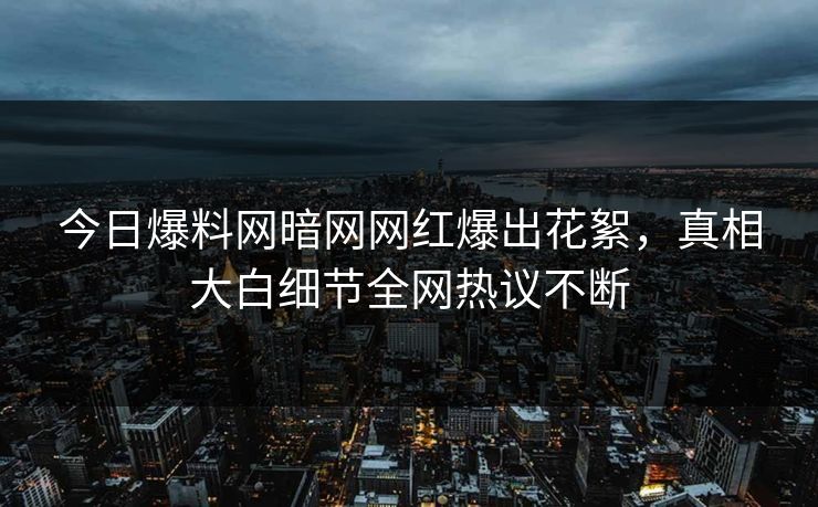 今日爆料网暗网网红爆出花絮，真相大白细节全网热议不断