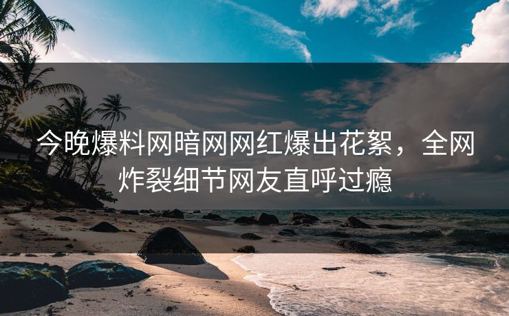 今晚爆料网暗网网红爆出花絮，全网炸裂细节网友直呼过瘾