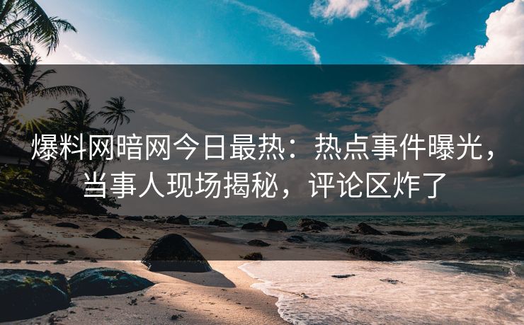 爆料网暗网今日最热：热点事件曝光，当事人现场揭秘，评论区炸了