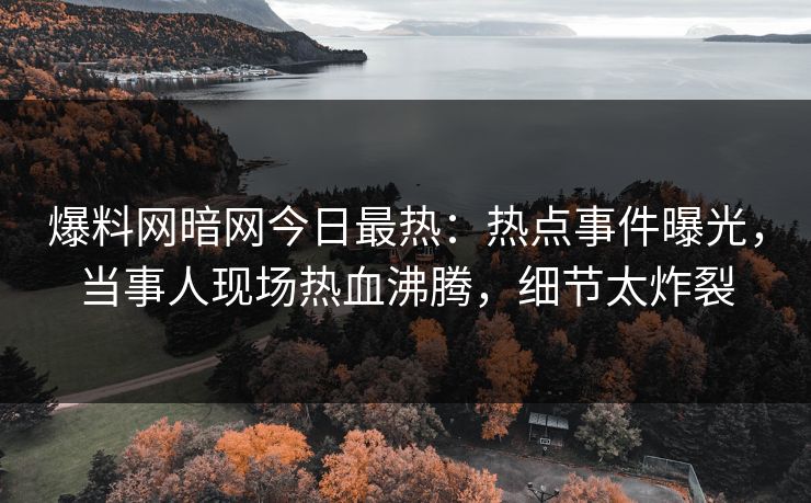 爆料网暗网今日最热：热点事件曝光，当事人现场热血沸腾，细节太炸裂