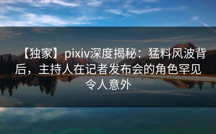 【独家】pixiv深度揭秘：猛料风波背后，主持人在记者发布会的角色罕见令人意外