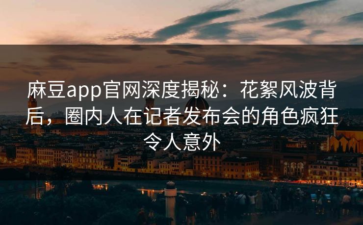 麻豆app官网深度揭秘：花絮风波背后，圈内人在记者发布会的角色疯狂令人意外